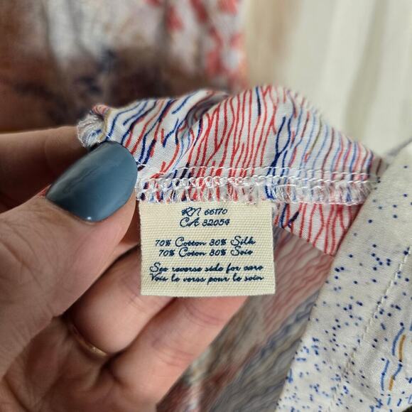 Anthropologie Mermaid Cotton Silk Knee Landscape Sunset Beach Medium Dress - Picture 7 of 11